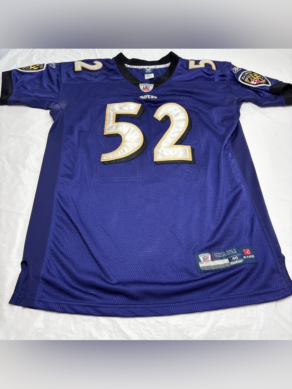 Reebok On Field BALTIMORE RAVENS NFL JERSEY #52 R. LEWIS Mens 48 XL Purple
